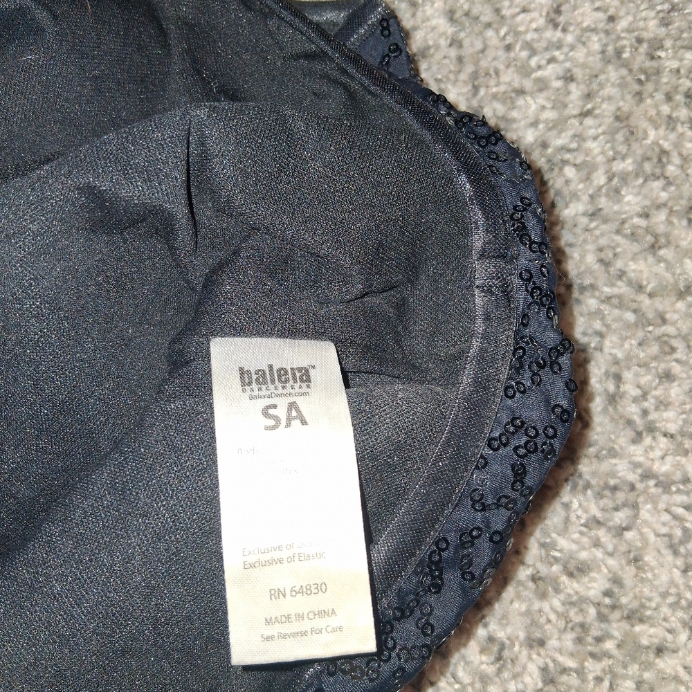 Balera Women's Black Sparkle High Neck Crop Top, Small - Picture 4 of 4